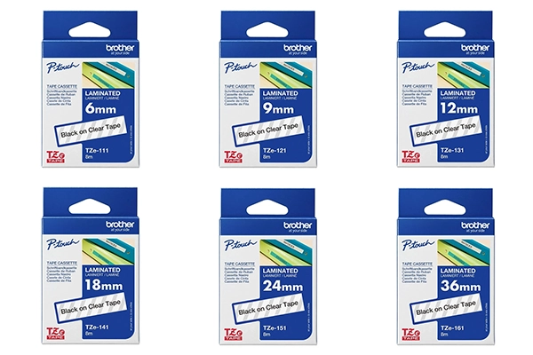 Brother P-Touch TZe Label Tape Black on Clear